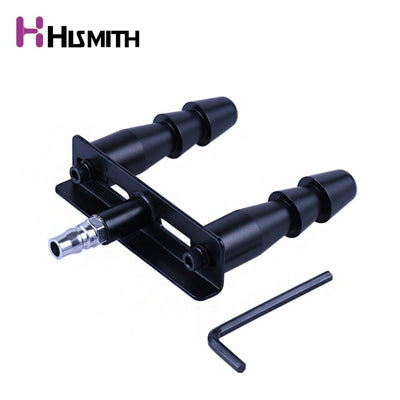 HISMITH Metal Sex Machine Black and Silver Double Vac-u-Lock Dildos Holder Attachment Distance Adjustable Adult Sex Products