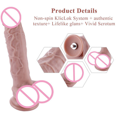 HISMITH Sex Machine Accessories Silicone KlicLok Connector Dildo  Length 7.9" /20cm Diameter  1.6"/4cm Safety Realistic Dildo