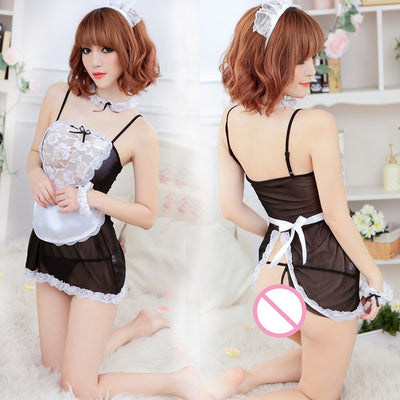HOT  Women Sexy Lingerie Cosplay Maid Uniform Costumes Role Play Ladies Sexy Underwear Lovely Female Erotic Costume