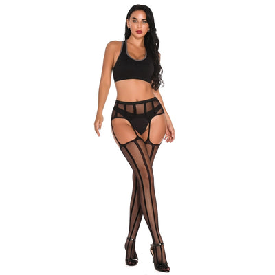HOT SELLING Black Lace Fishnet Stockings Open Crotch Tights Lace Sexy Hosiery Women Thigh High Stockings Pantyhose