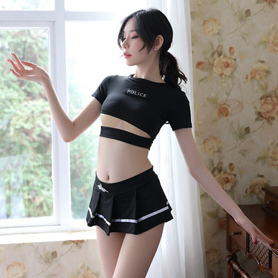HOT Sexy Lingerie Cosplay Erotic Police Uniform Set Sexy Costume Babydoll Dress Women Miniskirt Outfit