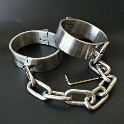 Heavy Stainless Steel Handcuffs Ankle Cuff Lockable Fetish Bondage Bdsm Hand Cuffs Restraints Adult Games Sex Toys for Women Men
