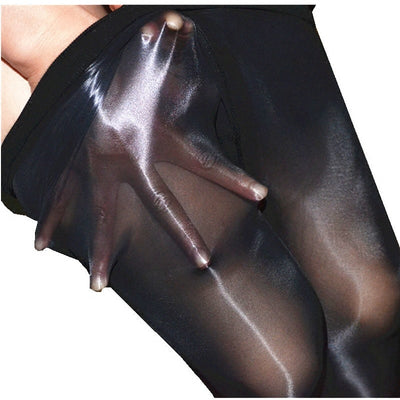High Waist Oil Shiny Tights for Women Lingerie Hot Ultrathin 1-Line Gloss Sexy Pantyhose  Sheer Nylon Bling Stockings Medias