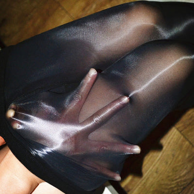 High Waist Oil Shiny Tights for Women Lingerie Hot Ultrathin 1-Line Gloss Sexy Pantyhose  Sheer Nylon Bling Stockings Medias