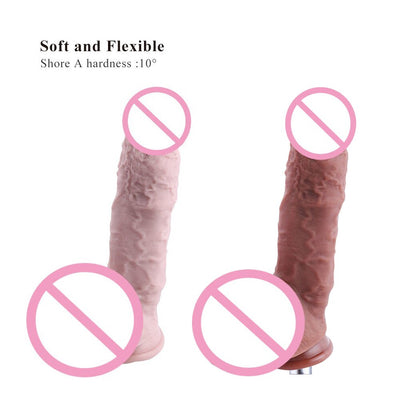 Hismith 9" Silicone Dildo 6.5" Insertable 2.0" Diameter Flesh/Coffee Detachabl Penis Quick air/KlicLok Connector For Sex Machine