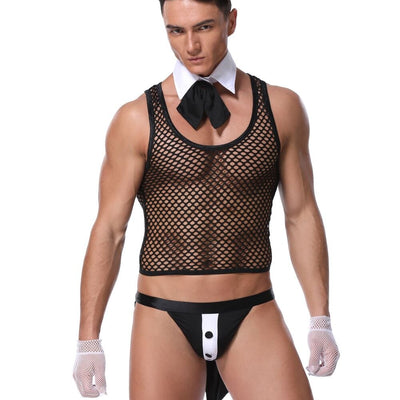 Hot Erotic Men Sexy Waiter Outfit Cosplay Costume Men Maid Lingerie Cosplay Costumes for Sexy Men