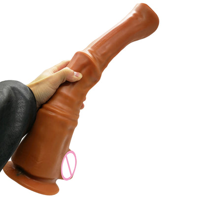 Huge Horse Dildo Soft Long Animal Penis Female Masturbator Anal Dildo Dilator Sucker Dick G Spot Super Long Brown Dildo Big.
