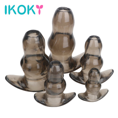 IKOKY 3 Sizes Hollow Anal Plug Soft Speculum Prostate Massager Butt Plug Enema Sex Toys For Woman Men Anal Dilator Sex Products