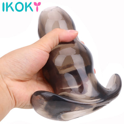 IKOKY 3 Sizes Hollow Anal Plug Soft Speculum Prostate Massager Butt Plug Enema Sex Toys For Woman Men Anal Dilator Sex Products