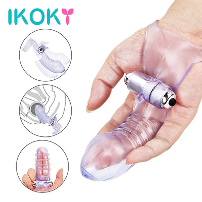 IKOKY Finger Sleeve Vibrator G Spot Massage Clit Stimulate Female Masturbator Sex Toys For Women Lesbian Orgasm Adult Products