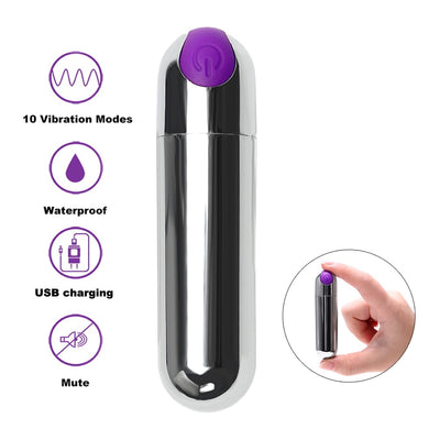 IKOKY Powerful 10 Speed Bullet Vibrator Sex Toys for Woman Strong Vibration G-spot Massager Mini Vibrators for Women USB Charge
