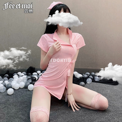 Japanese Nurse Uniform Ultrashort Dress Sexy Lingerie Women Split Skirt Home Sleepwear Cosplay Uniform Showgirl Costumes