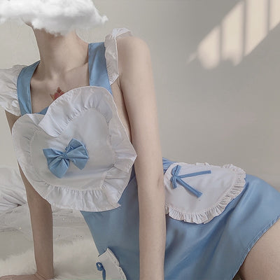 Japanese Schoolgirl Costume Maid Lingerie Sexy Women Cosplay Lace Plaid Little Cook Private Night Club Maid Lolita