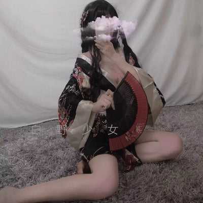 Japanese Sexy Lingerie Pajamas Nightgown Printing Sexy Uniform Women's Lingerie Japan Kimono Game Cosplay Uniform Nightwear