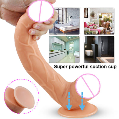 Khalesex Soft Realistic Dildo Artificial Female Masturbator Big Huge Dildo with Suction Cup Adult Erotic Sex Toys Women Massager