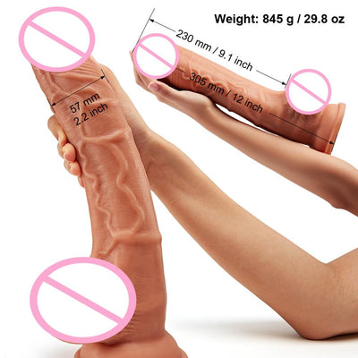 Luvkis 12 inch Huge Dildo Big Penis With 3D Balls Realistic Phalos For Women Dual Layer Silicone Suction Cup 230cm insertable