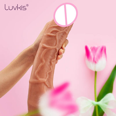 Luvkis 12 inch Huge Dildo Big Penis With 3D Balls Realistic Phalos For Women Dual Layer Silicone Suction Cup 230cm insertable