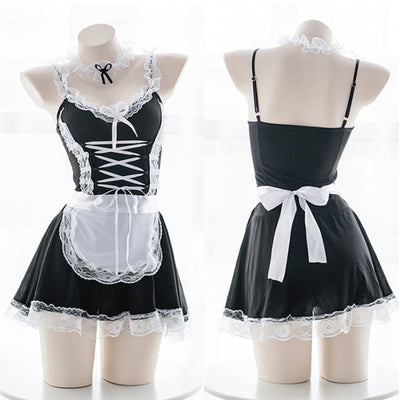 Maid Servant Lolita Sexy Costume Babydoll Dress Uniform Women Erotic Lingerie Role Play Cosplay French Apron Dress