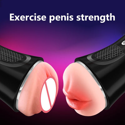 Male Masturbator Cup Vibrator Real Vagina for Men Deep Throat Pussy Mouth Double Adult Endurance Exercise Sex Toys for Man