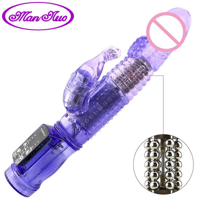 Man nuo Dual Motor Dildo Rabbit Vibrator 12 Speeds Vibration Rotation Sex Toy for Women G Spot Massager Clitoris Stimulator Sexo