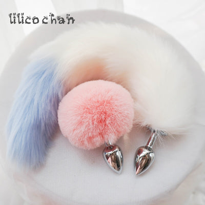 Mental Plush Ball Rabbit Tail Anal Plug Stainless Steel Prostate Massager Butt Plug BDSM Sex Toys for Women Adult Sex Game
