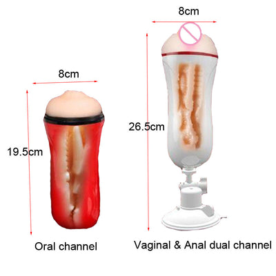 MizzZee Dual Channel Vagina Real Pussy Vibrator Sex Toys for Men Masturbator for Man Oral Sex Machine Vibrador Hombre Blowjob