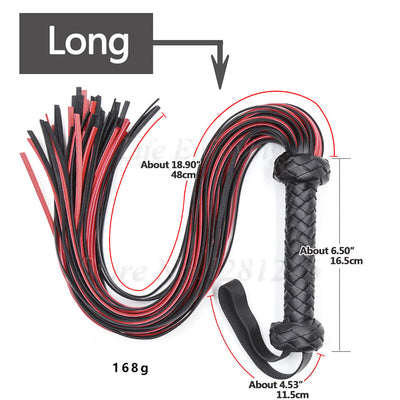 New BDSM PU Leather Whips Adults Tassel Tails Bondage Flogger Handle Spanking Knout Sex Slave Game Flirt Erotic Toys For Couples