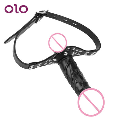OLO Adult Games Strapon Dildo Head Strap on Sex Toys for Couples Double Dildos Bandage Realistic Penis Mouth Gag