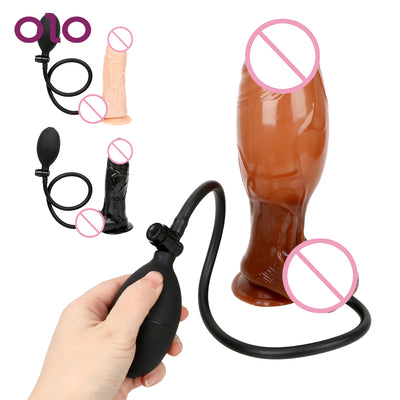 OLO Huge Inflatable Dildo Anal Plug Suction Cup Large Soft Dildo Sex Toys for Women Realistic Penis Pump Big Butt Plug