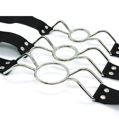 Open Mouth Leather sex toys Ring Gag Flirting with O-Ring during sexual bondage BDSM roleplay and adult erotic play for couples
