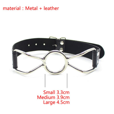 Open Mouth Leather sex toys Ring Gag Flirting with O-Ring during sexual bondage BDSM roleplay and adult erotic play for couples