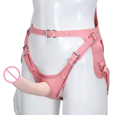 Pink Pu Leather Bdsm Bondage Strap on Dildo Adjustable Strapon Panties Strapless Strapon Harness Lesbian Sex Toy for Women