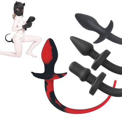 Puppy Play Dog Tail Butt Plugs BDSM Bondage Sexy Pet Roleplay Accessories Fetish Puppy Mitt Anal Plug Eortic Sex Toys for Couple