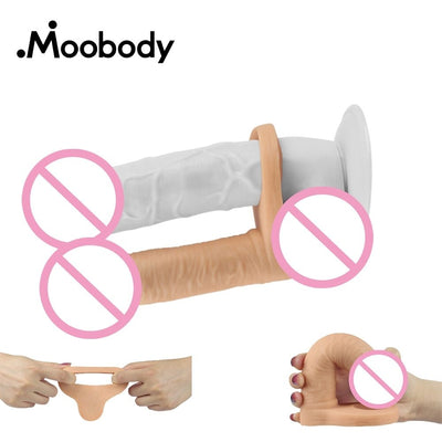 Realistic Huge Dildo Strap On Penis Ring Strapon Flesh TPE Double Penetration Anal Plug Dildo Sex Products For Men Women