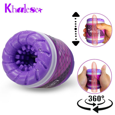 Realistic Vagina Double Channel Male Masturbator Penis Trainer Delay Soft Tight Pussy Erotic Adult Toys Sex Toys for Men Climax