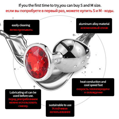 Runyu Toys for Adults Plug Anal Sex Metal Butt Plug With Jewelry Erotic Toy Mini Anal Plug Private Good for Men/Women