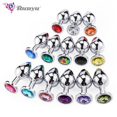 Runyu Toys for Adults Plug Anal Sex Metal Butt Plug With Jewelry Erotic Toy Mini Anal Plug Private Good for Men/Women