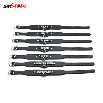 SMspade Leather BDSM Collar Adult Sex Toys Adjustable Lockable Belt Slave Fetish Bondage Neck Strap Harness Sex Toy for couple