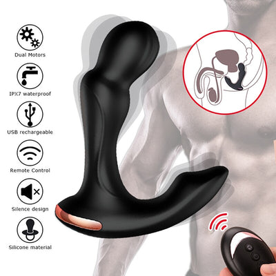 Sex Toys For Men Prostate Massager Vibrator Butt Plug Anal Tail Rotating Wireless Remote USB Charging Adult Products For Man