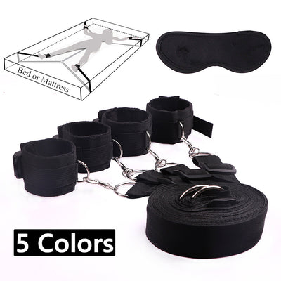 Sex Toys for Woman Men BDSM Bondage Set Under Bed Erotic Restraint Handcuffs & Ankle Cuffs & Eye Mask Adults Games for Couples
