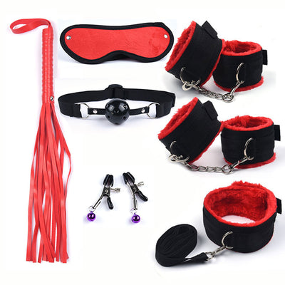 Sex Toys for Woman Bdsm Bondage Set Metal Butt Plug Tail Nylon Sex Handcuffs Adult Games