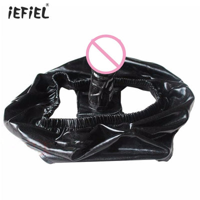 Sex Toys for Women Adjustable Strap on Silicone Black Dildo Underwear Elastic Waist Patent Leather Sexy Panties Penis Underwear