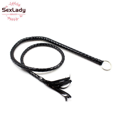 SexLady Handwoven Boutique Patent Leather Whip Bdsm Lash Fetish Flogger Sex Product For Couple Sex Toys For Women Slave Game