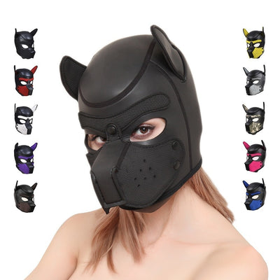 Sexy Dog BDSM Bondage Puppy Play Hoods Slave Rubber Pup Mask Fetish Adult Games Couples SM Flirting Games Toys for Erotic Hoods
