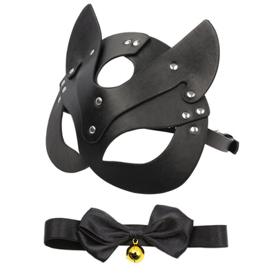 Sexy Leather Cat Mask For Women Bdsm Fetish Cat Head Black Eye Mask Halloween Carnival Party Mask Catwoman Cosplay Face Mask