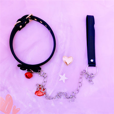 Sexy Rivet Alternative Metal PU Leather Collar Lead Chain Bell Choker Slave Costume ,BDSM Bondage Necklace Neckband Sex Toys