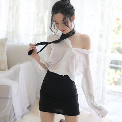 Sexy Secretary OL Teachers Uniforms Temptation Nightclub Lingerie Shirt Skirt Seduces Cosplay Role Play Costumes Outfits Set