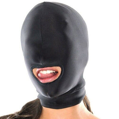 Sexy Toys Fetish Open Mouth Hood Mask Head Black Adult Games Erotic Mask Hood Sexy  Eye Mask BDSM Headgear Slave Bondage