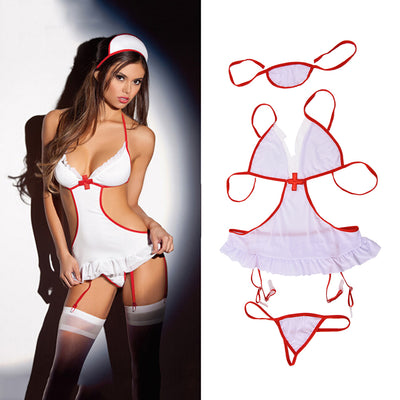 Sexy White Halter Nurse Uniforms Sexy Product Kimono Erotic Lingerie Cosplay Nurse Costumes HOT!!New Sexy Halloween Cosplay