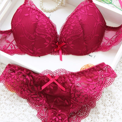 Sexy Women Embroidery Lace Floral Lingerie Underwear Push-Up Bra Set Panty